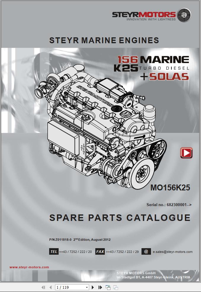 Steyr Motors Marine Engine MO156K25 Spare Parts Catalogue
