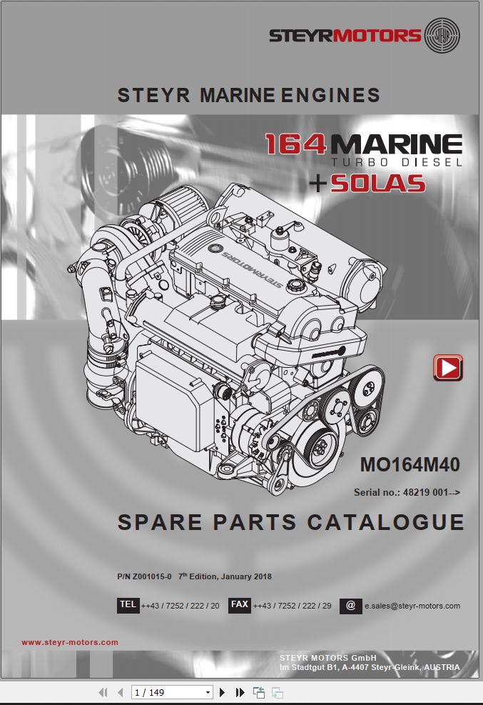Steyr Motors Marine Engine MO164M40 Spare Parts Catalogue