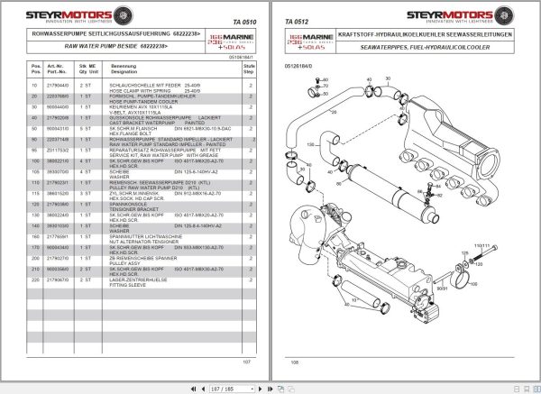 Steyr Motors Marine Engine MO166K28 Spare Parts Catalogue EN DE 1