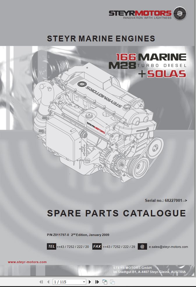 Steyr Motors Marine Engine MO166M28 Spare Parts Catalogue