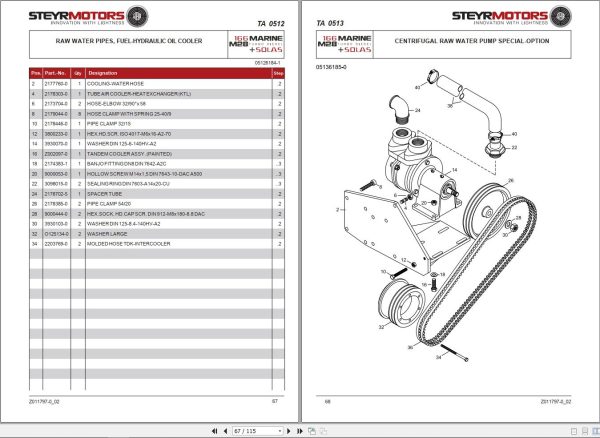 Steyr Motors Marine Engine MO166M28 Spare Parts Catalogue 1