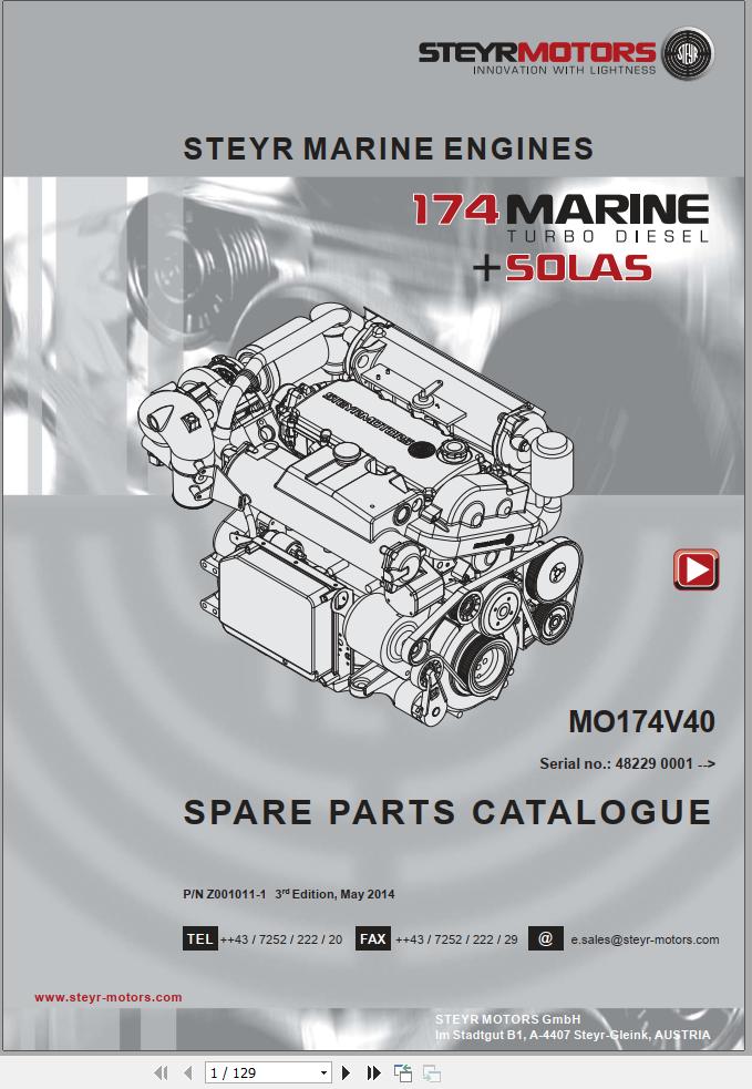 Steyr Motors Marine Engine MO174V40 Spare Parts Catalogue