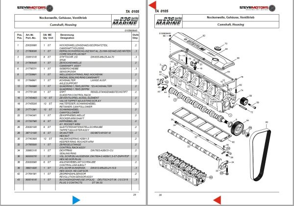 Steyr Motors Marine Engine MO236FDE Spare Parts Catalogue EN DE 1