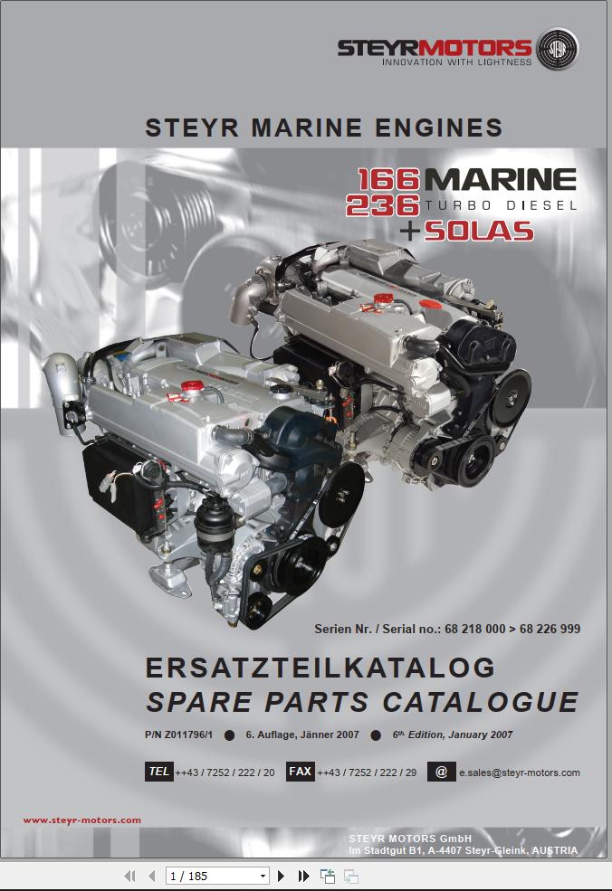 Steyr Motors Marine Engine MO236K43 Spare Parts Catalogue EN DE