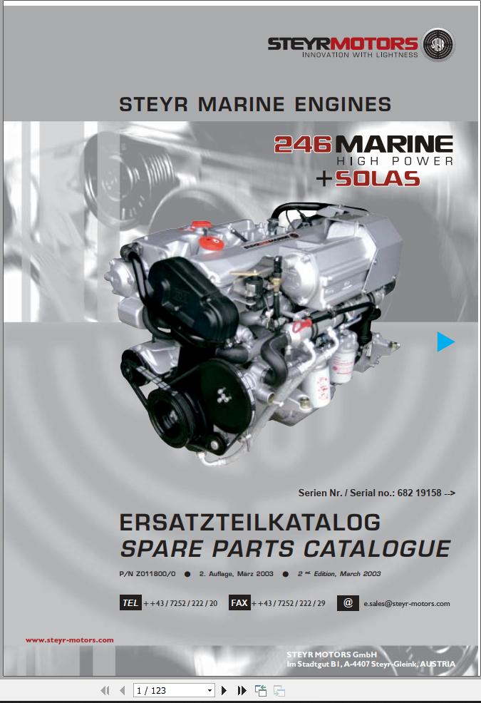 Steyr Motors Marine Engine MO246K41 Spare Parts Catalogue EN DE