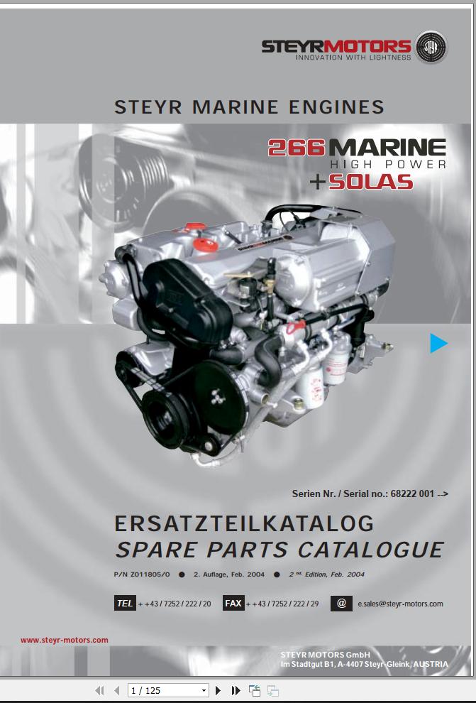 Steyr Motors Marine Engine MO266K43 Spare Parts Catalogue EN DE