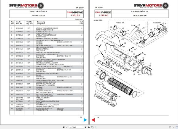 Steyr Motors Marine Engine MO266K43 Spare Parts Catalogue EN DE 1