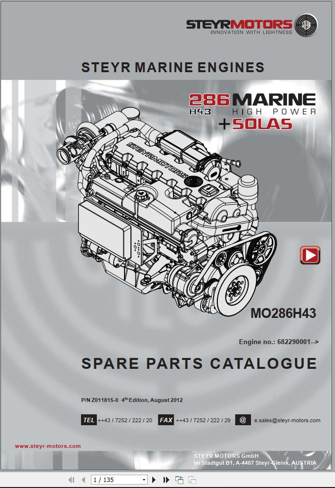 Steyr Motors Marine Engine MO286H43 Spare Parts Catalogue