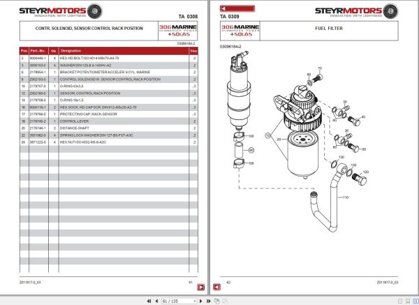 Steyr Motors Marine Engine MO306H43 Spare Parts Catalogue 1