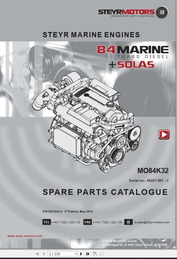 Steyr Motors Marine Engine MO84K32 Spare Parts Catalogue