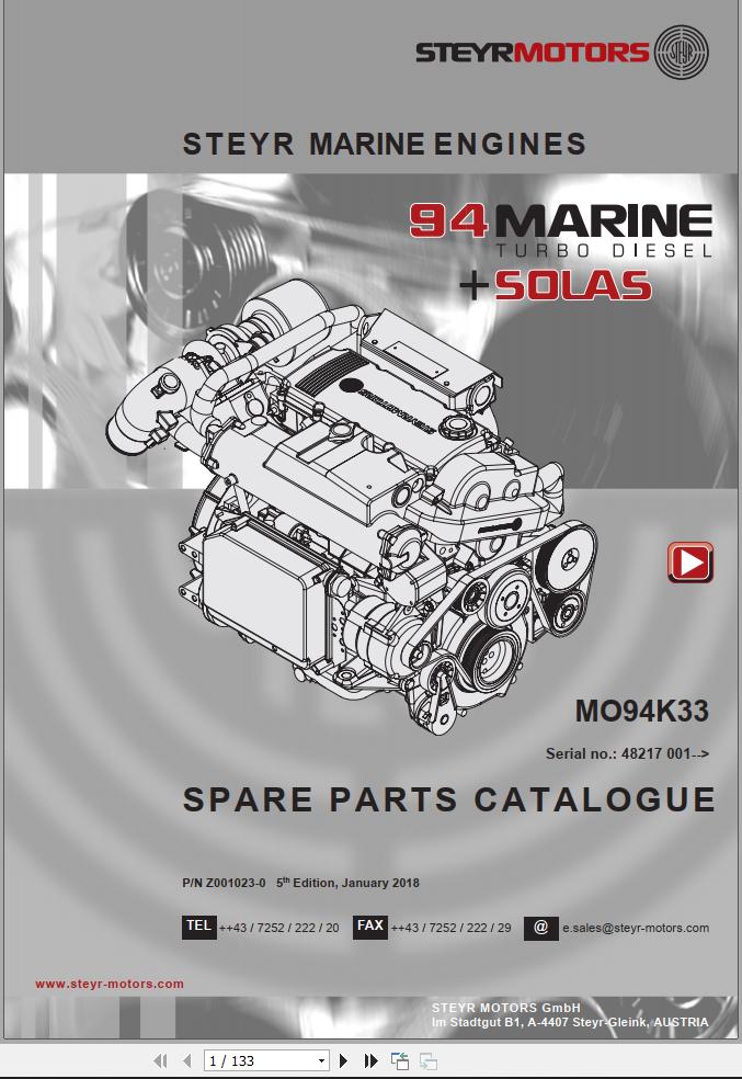 Steyr Motors Marine Engine MO94K43 Spare Parts Catalogue