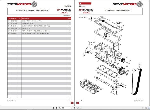 Steyr Motors Marine Engine MO94K43 Spare Parts Catalogue 1