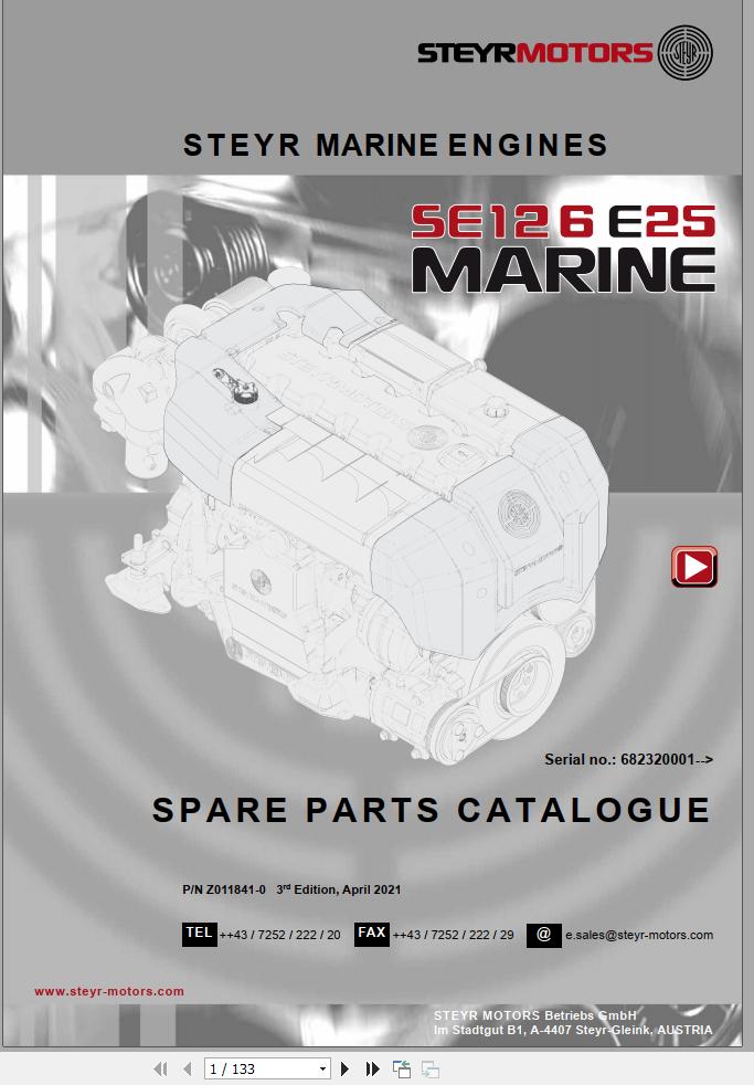Steyr Motors Marine Engine SE126E25 Spare Parts Catalogue