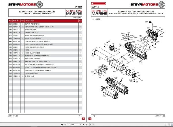 Steyr Motors Marine Engine SE126E25 Spare Parts Catalogue 1