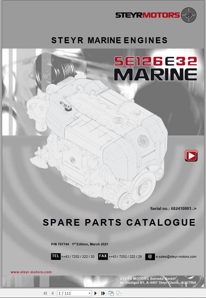 Steyr Motors Marine Engine SE126E32 Spare Parts Catalogue