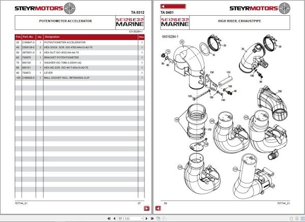 Steyr Motors Marine Engine SE126E32 Spare Parts Catalogue 1