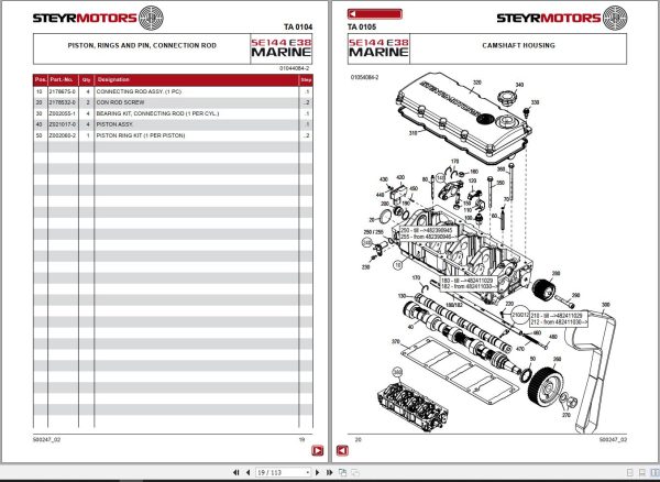 Steyr Motors Marine Engine SE144E38 Spare Parts Catalogue 1