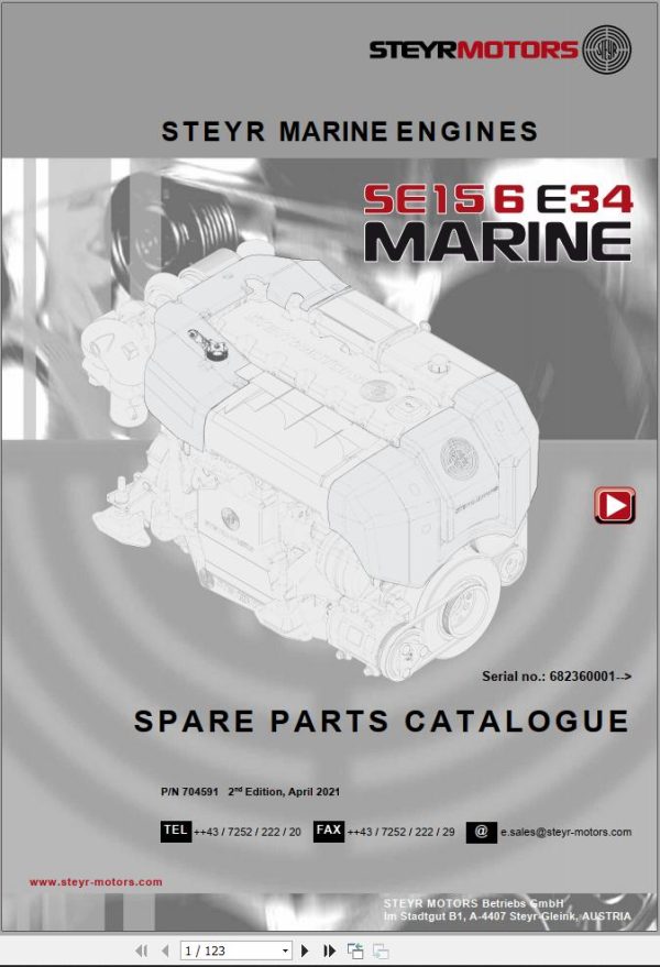 Steyr Motors Marine Engine SE156E34 Spare Parts Catalogue