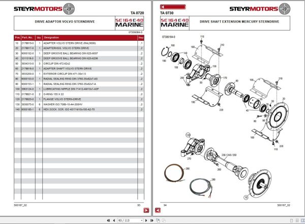 Steyr Motors Marine Engine SE164E40 Spare Parts Catalogue 1