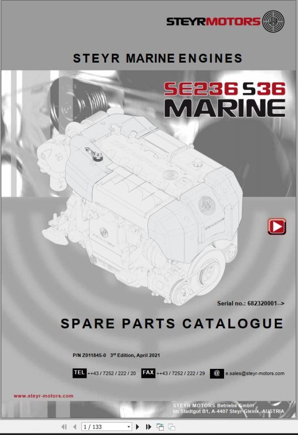 Steyr Motors Marine Engine SE236S36 Spare Parts Catalogue