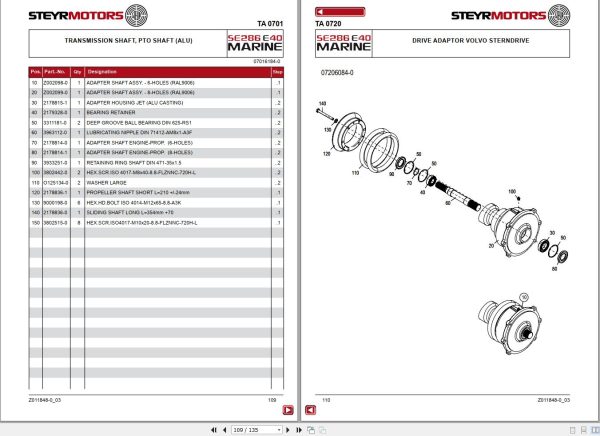 Steyr Motors Marine Engine SE286E40 Spare Parts Catalogue 1