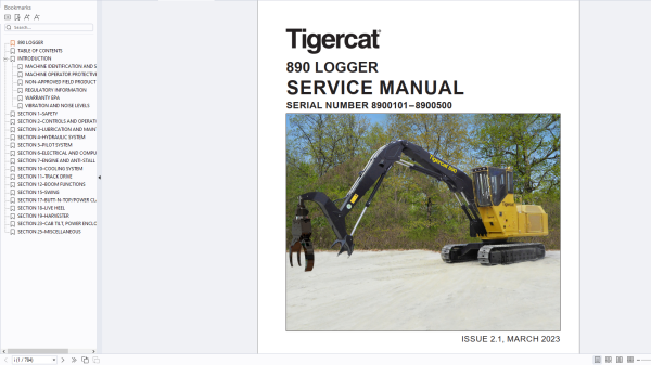Tigercat Equipment 24.8GB Update 12.2023 Miscellaneous Operators Service Manual 5