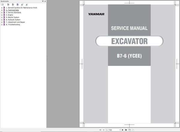 Yanmar Excavator B7 6 Service Manual 0BKB3EN00100 1