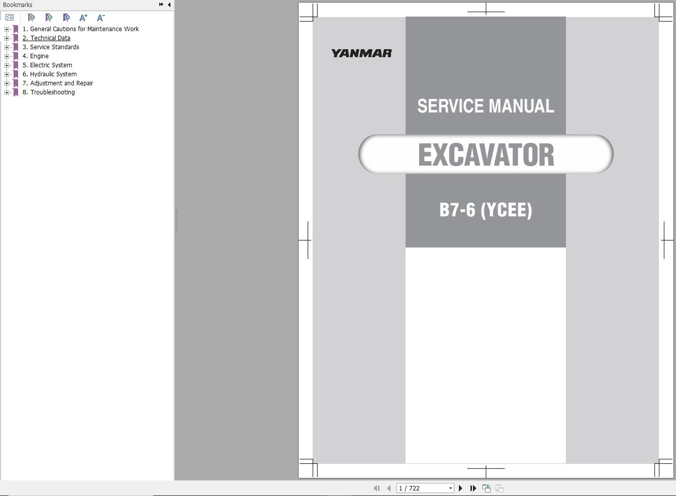 Yanmar Excavator B7 6 Service Manual 0BKB3EN00100 1