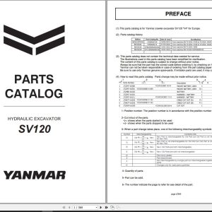 Yanmar Excavator SV120 Parts Catalog CPC32ENMA00100