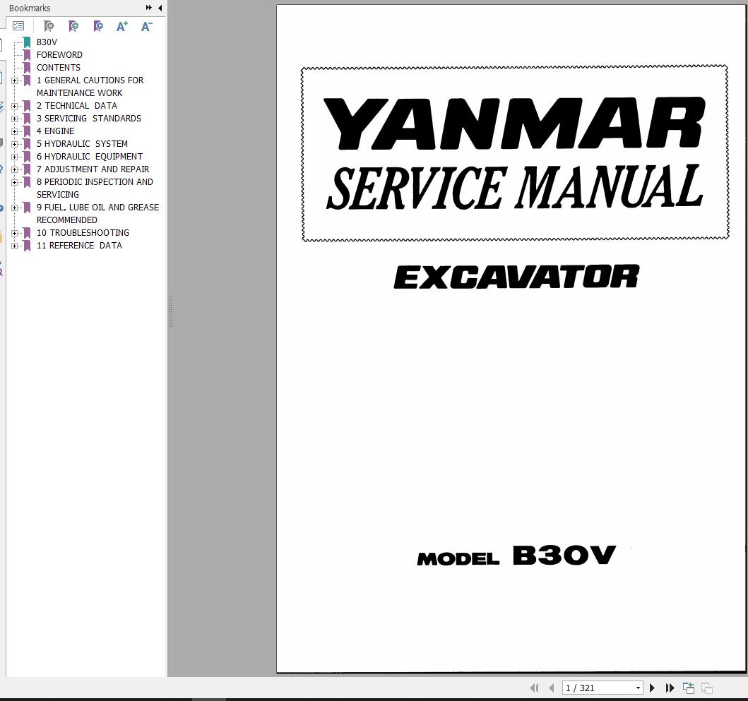 Yanmar Mini Excavator B30V Service Manual MM442ENMA00100
