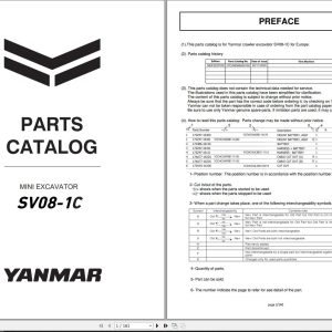 Yanmar Mini Excavator SV08 1C Parts Catalog CPC09ENMA00100