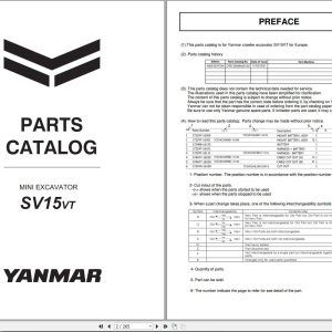 Yanmar Mini Excavator SV15VT Parts Catalog CPB73ENMA00100