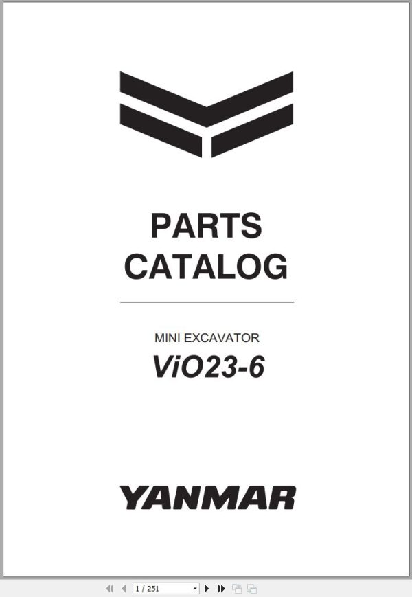 Yanmar Mini Excavator ViO23 6 Parts Catalog CPB57ENMA00100001