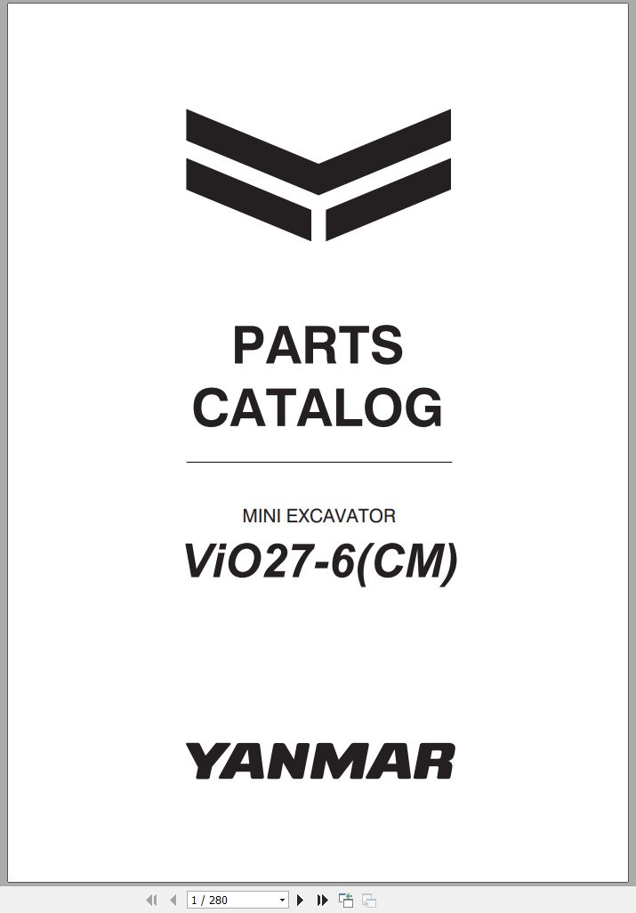 Yanmar Mini Excavator ViO27 6 CM Parts Catalog CPB16DENMA00100001