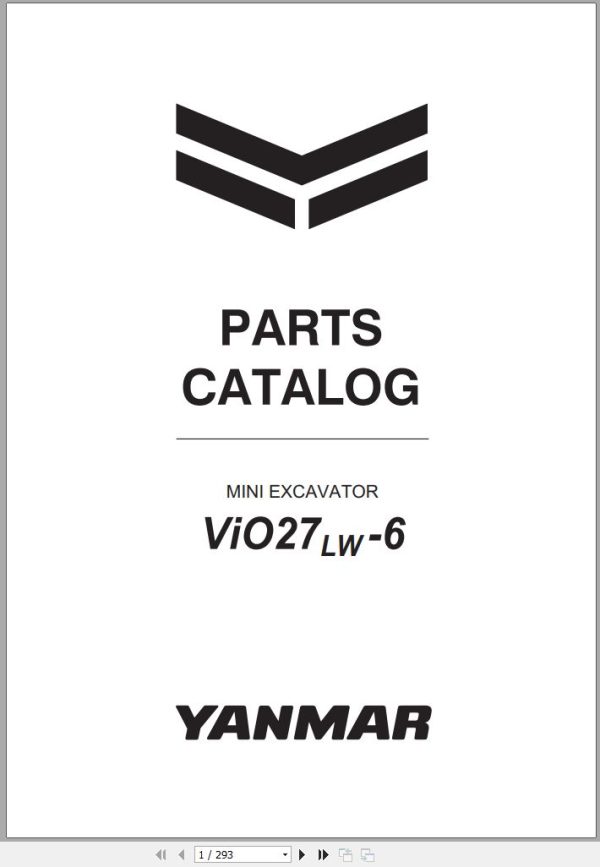 Yanmar Mini Excavator ViO27 6LW Parts Catalog CPC37ENMA00100001