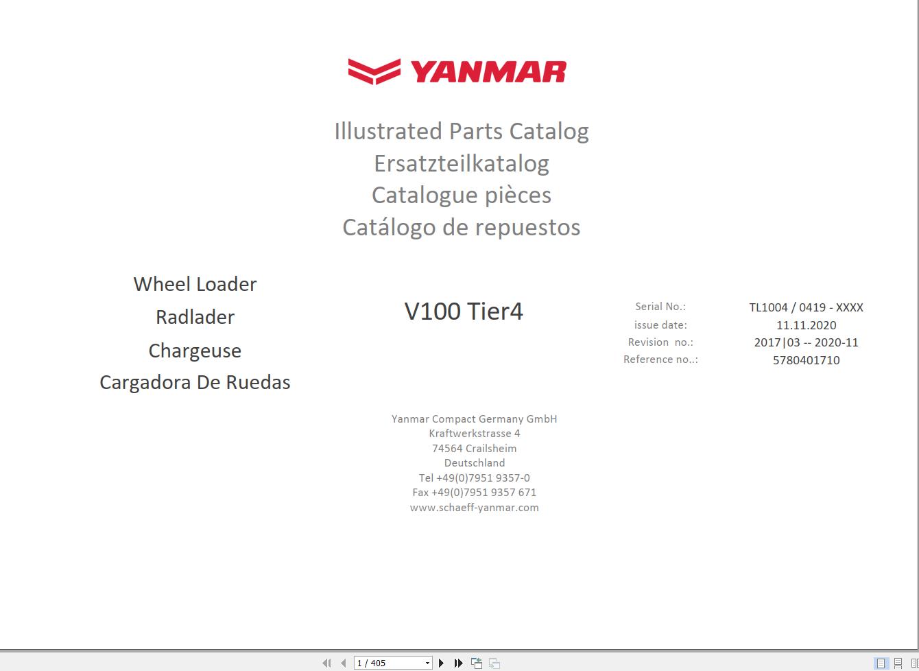 Yanmar V100 Tier 4 Wheel Loader Parts Catalog 5780401710 PDF 1