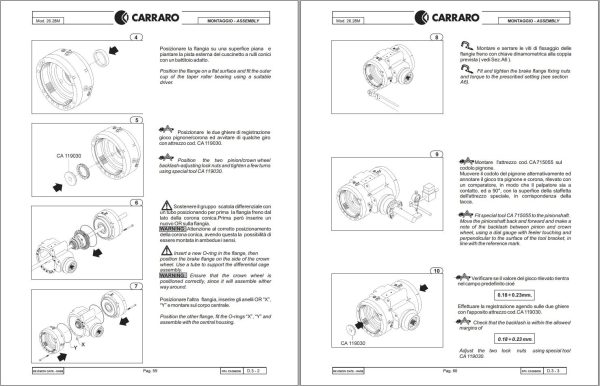 Carraro Axle 26.25 26.28 Maintenance and Repair Manual 908483 1