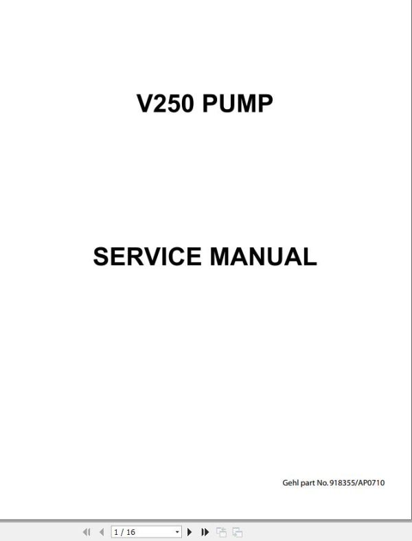 Comer Pump V250 Service Manual 918355