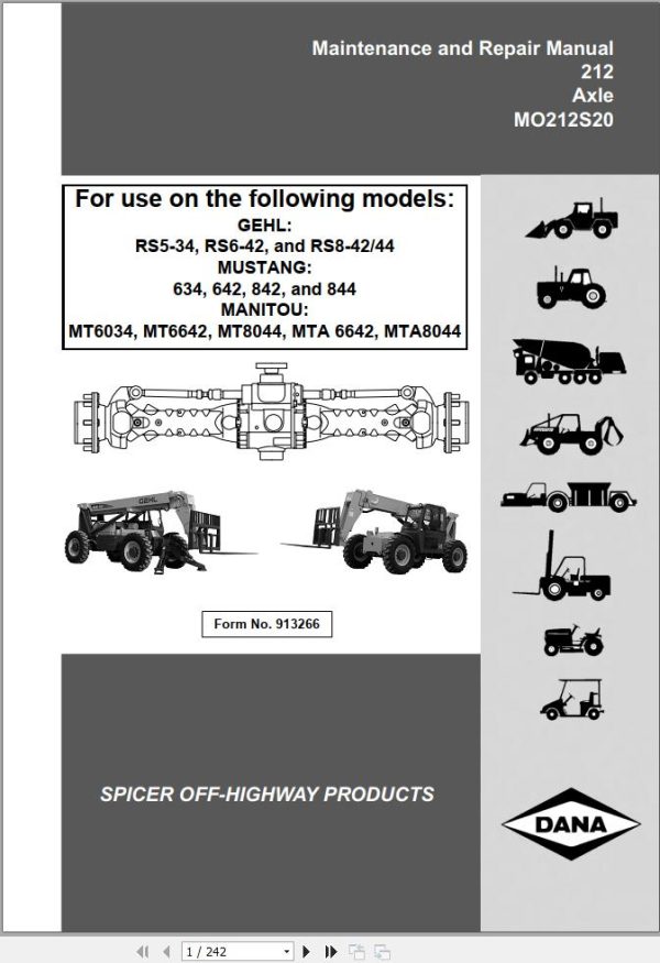 Dana Axle MO212S20 Maintenance And Repair Manual 913266
