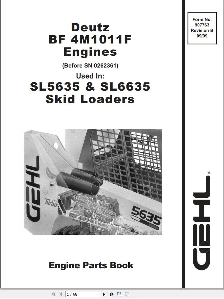 Deutz Engine BF4M1011F Parts Manual 907763B