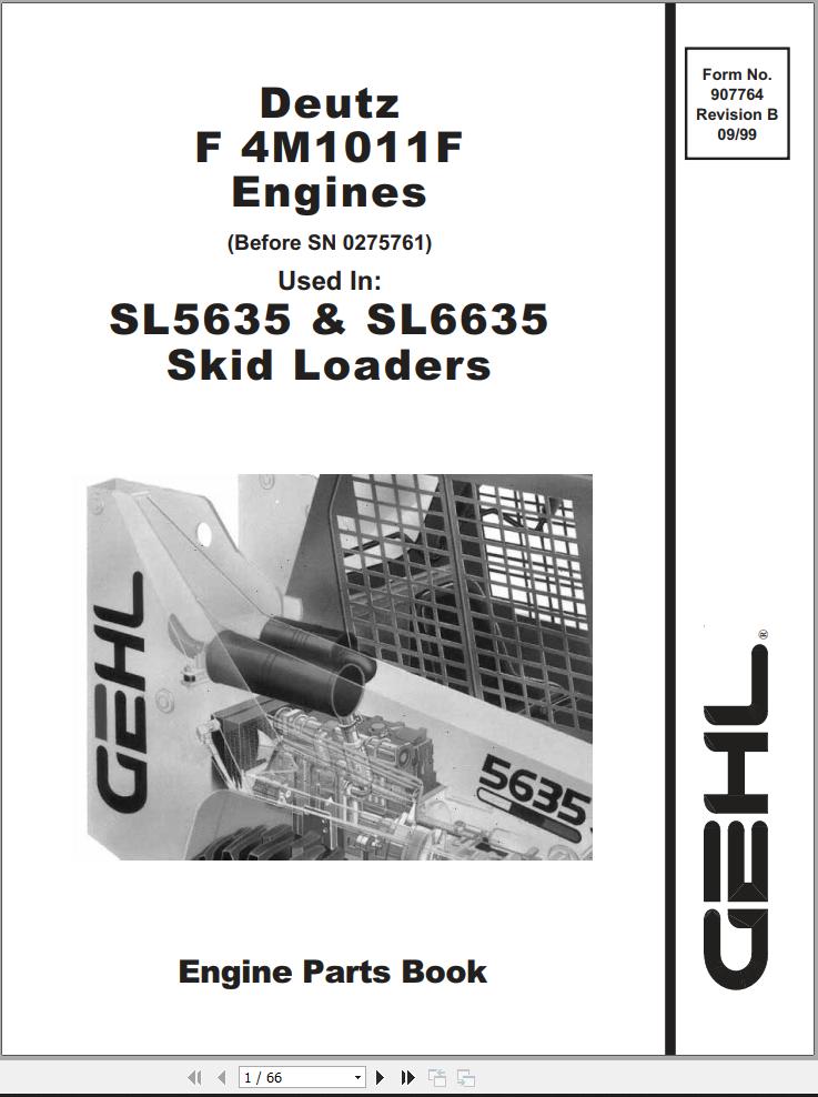 Deutz Engine F4M1011F Parts Manual 907764B