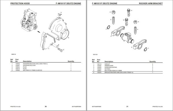 Deutz Engine F4M1011F Parts Manual 907764B 1