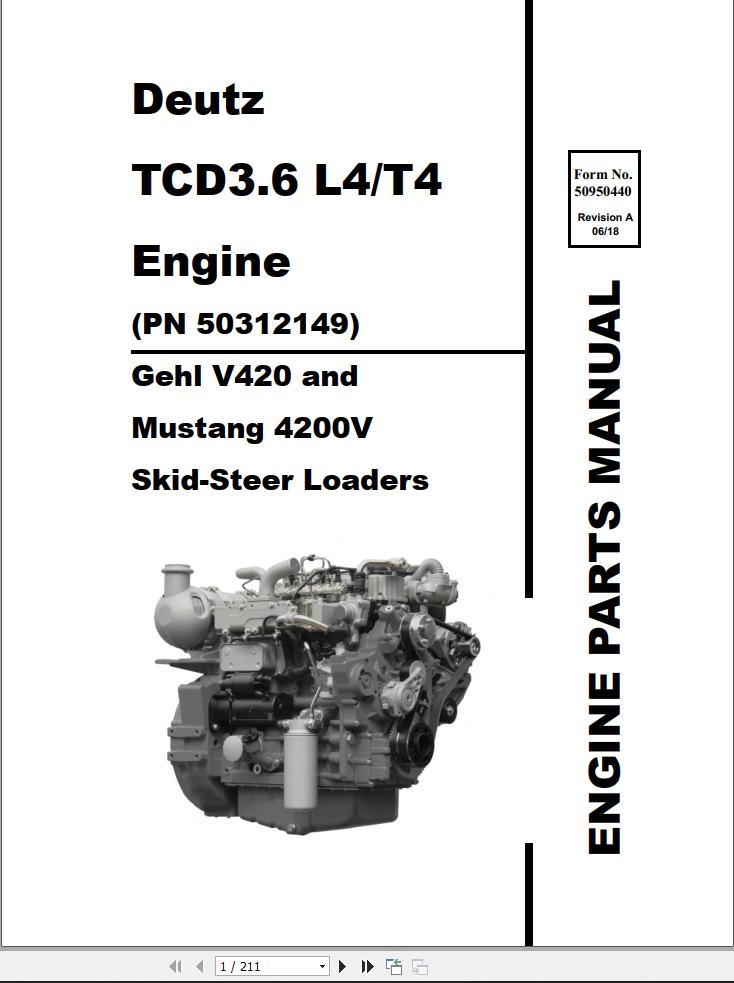 Deutz Engine TCD3.6L4 TCB3.6T4 Parts Manual