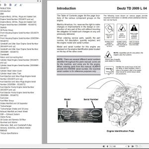 Deutz Engine TD 2009 L 04 Parts Manual