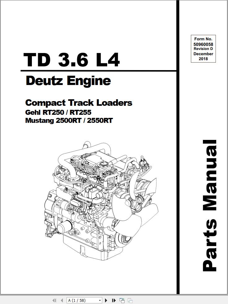 Deutz Engine TD3.6L4 Parts Manual 50960058D