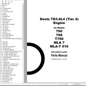 Deutz Engine TD3.6L4 Tier 4 Parts Manual 50940442
