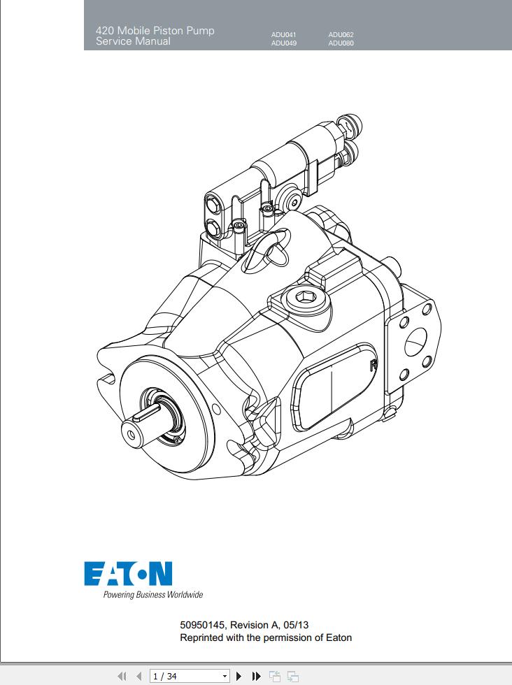 Eaton Mobile Piston Pump 420 Service Manual 50950145