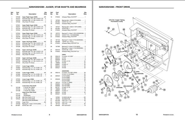 GEHL 3 Auger Mixer Feeders 5205 5305 5380 Parts Manual 909916B 1
