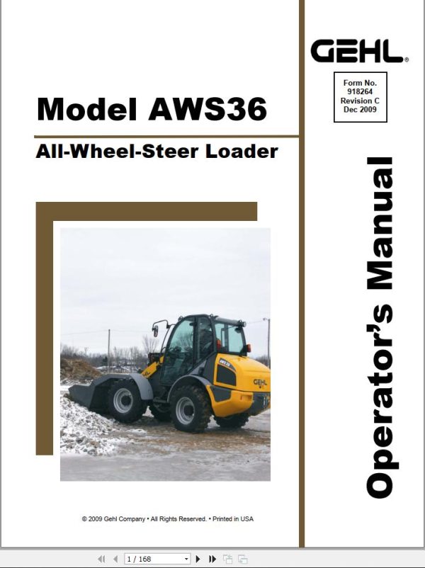 GEHL All Wheel Steer Loader AWS36 Operators Manual 918264C