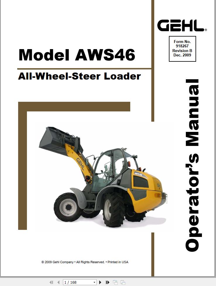 GEHL All Wheel Steer Loader AWS46 Operators Manual 918267B